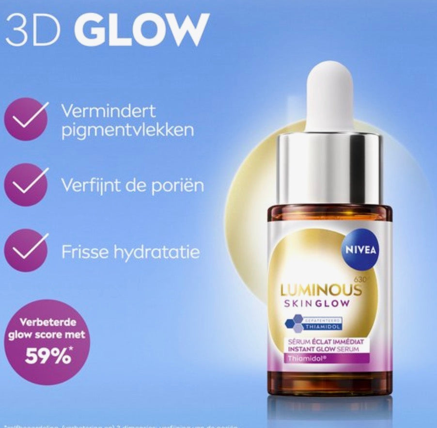 NIVEA Luminous630 Skin Glow Instant Glow Serum
سێرۆما NIVEA بۆ درەوشانا پێستێ و شلدارکرنا وێ.